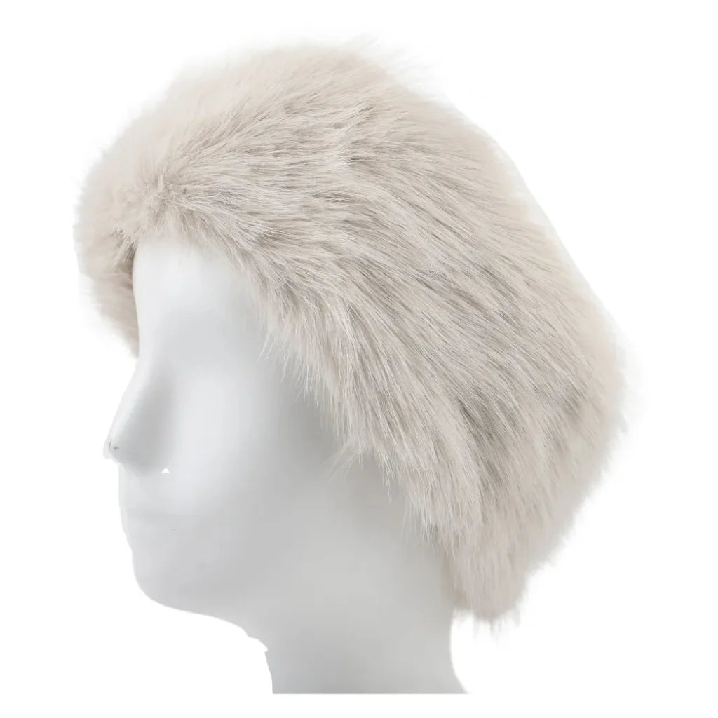 Fake fur Headband w elastic - Beige