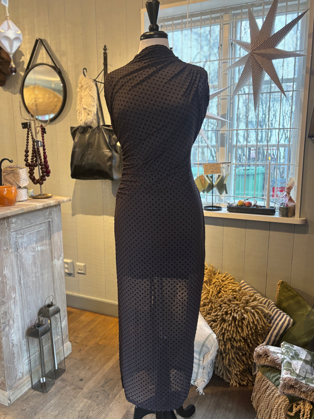 Mesh Bdress w DOTS - Brown