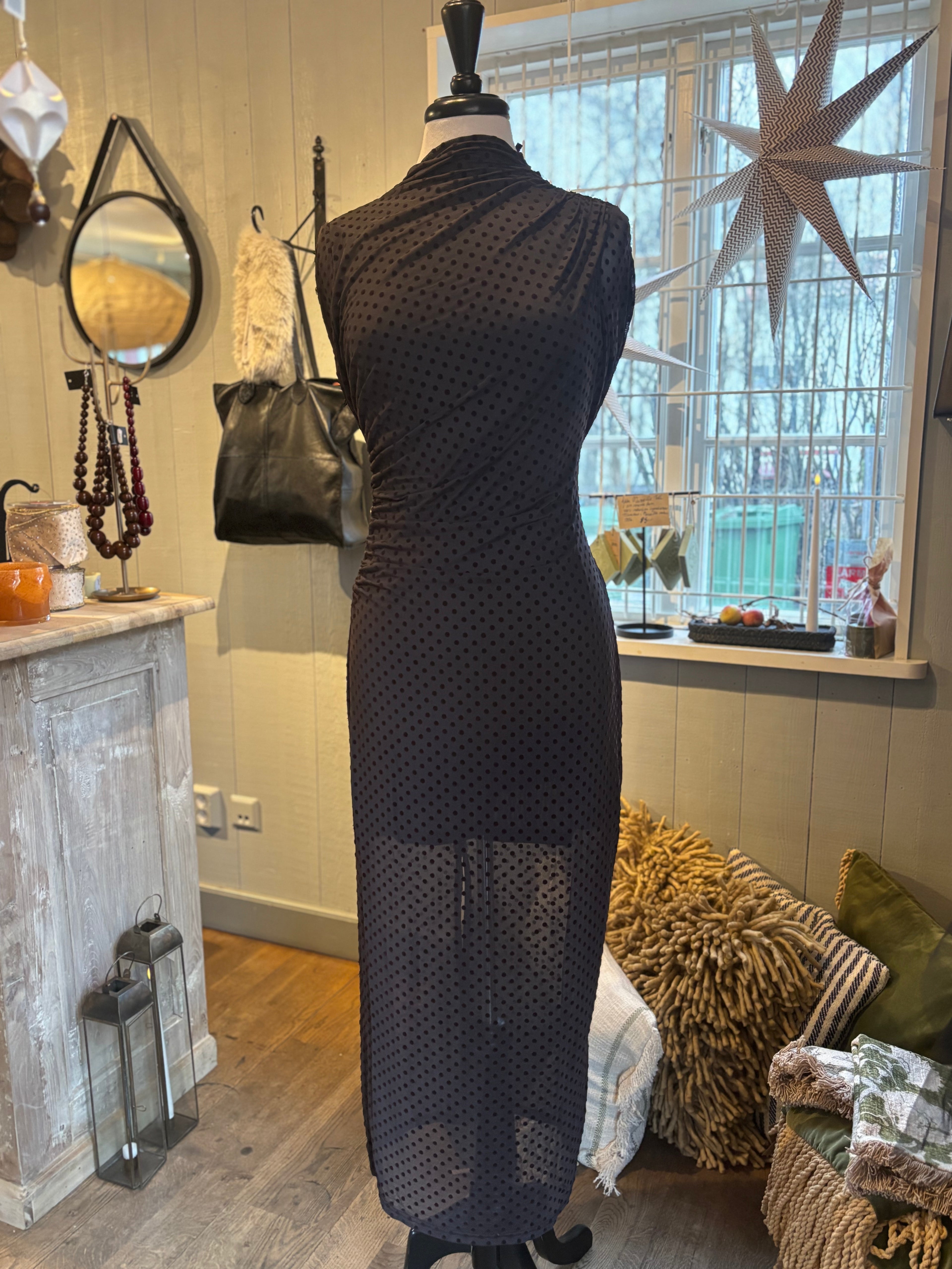 Mesh Bdress w DOTS - Brown