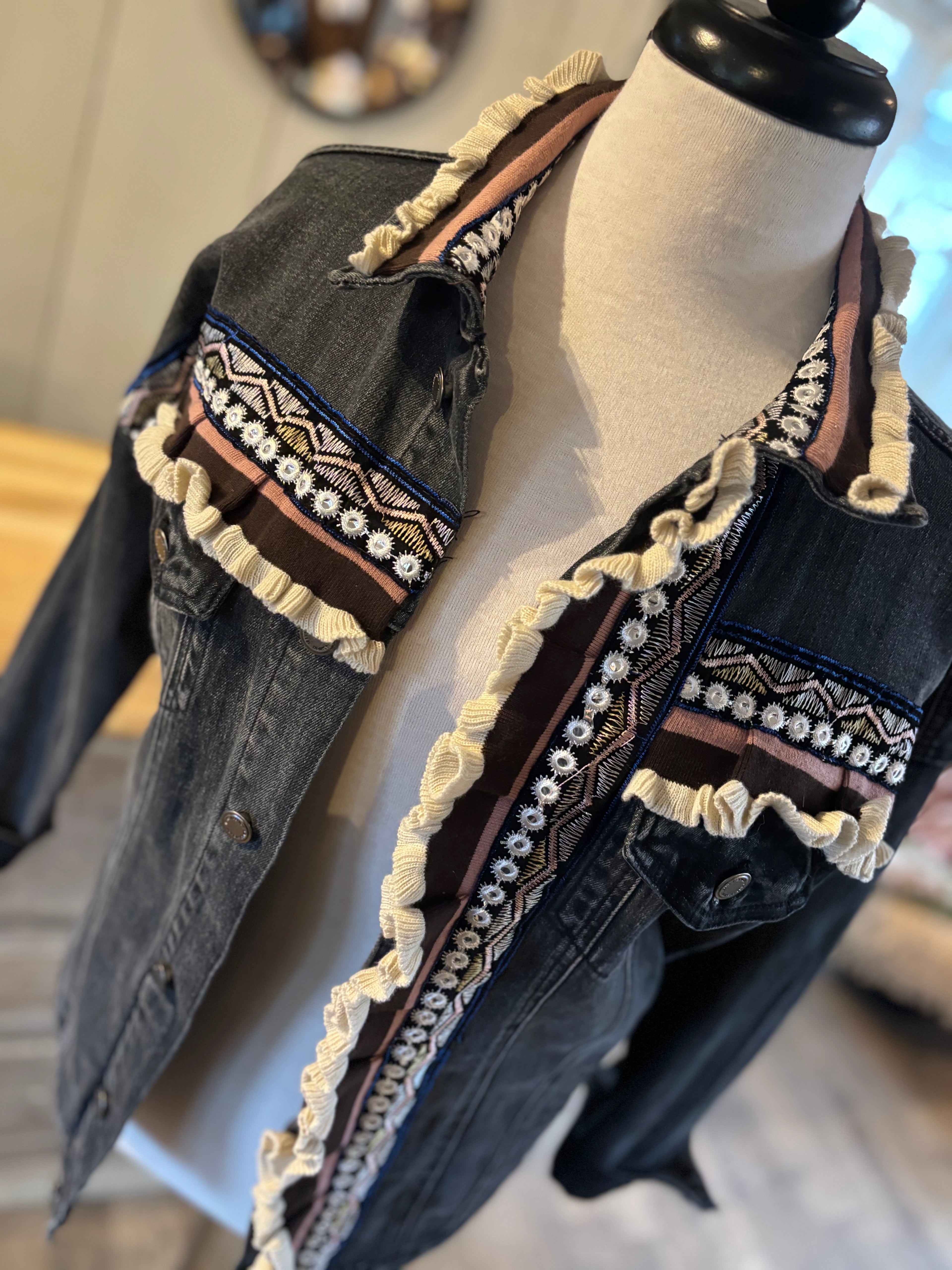 Jeans jacka med detaljer