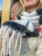 Striped Fluffy scarf 10% wool