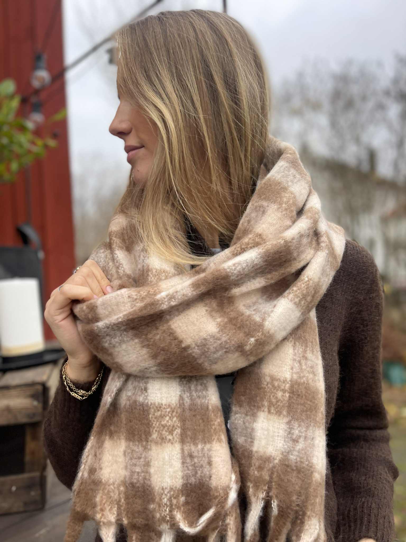 Checkered Scarf 10% wool